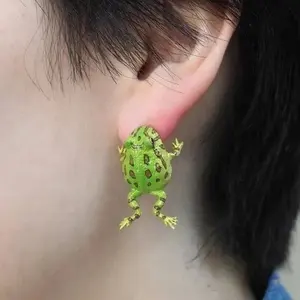 빈티지 개인화 된 귀여운 동물 스터드 귀걸이 유럽과 미국 스타일 귀 구멍이없는 새로운 개구리 클립 귀걸이 도매
