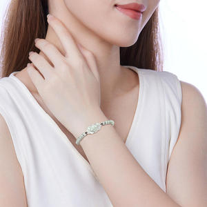 หยกธรรมชาติรูปดอกบัว กำไลหยกปรับขนาดได้ งานถักคุณภาพสูง หยกสำหรับผู้หญิง ขายส่ง SL103 - Product Image 5