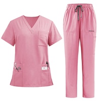 Ensemble de gommage dentaire et de beauté, haut à col en V avec poche poitrine, pantalon extensible confortable pour le travail en salon, spa, clinique