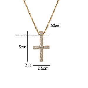 Flower <b>Cross</b> Pendant, Hip Hop Copper Inlaid Zircon Personalized <b>Cross</b> Necklace - Product Image 2