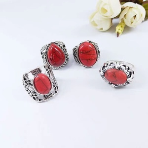 Anello in acciaio inox naturale colore blu verde bianco rosso turchese anello di pietra per donna e uomo gioielli - Product Image 6