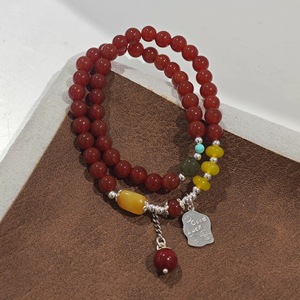 S925 Sterling <b>Silver</b> Red Agate Bracelet With Good Luck <b>Charm</b> Unisex Everyday Wear Jewelry - Product Image 5