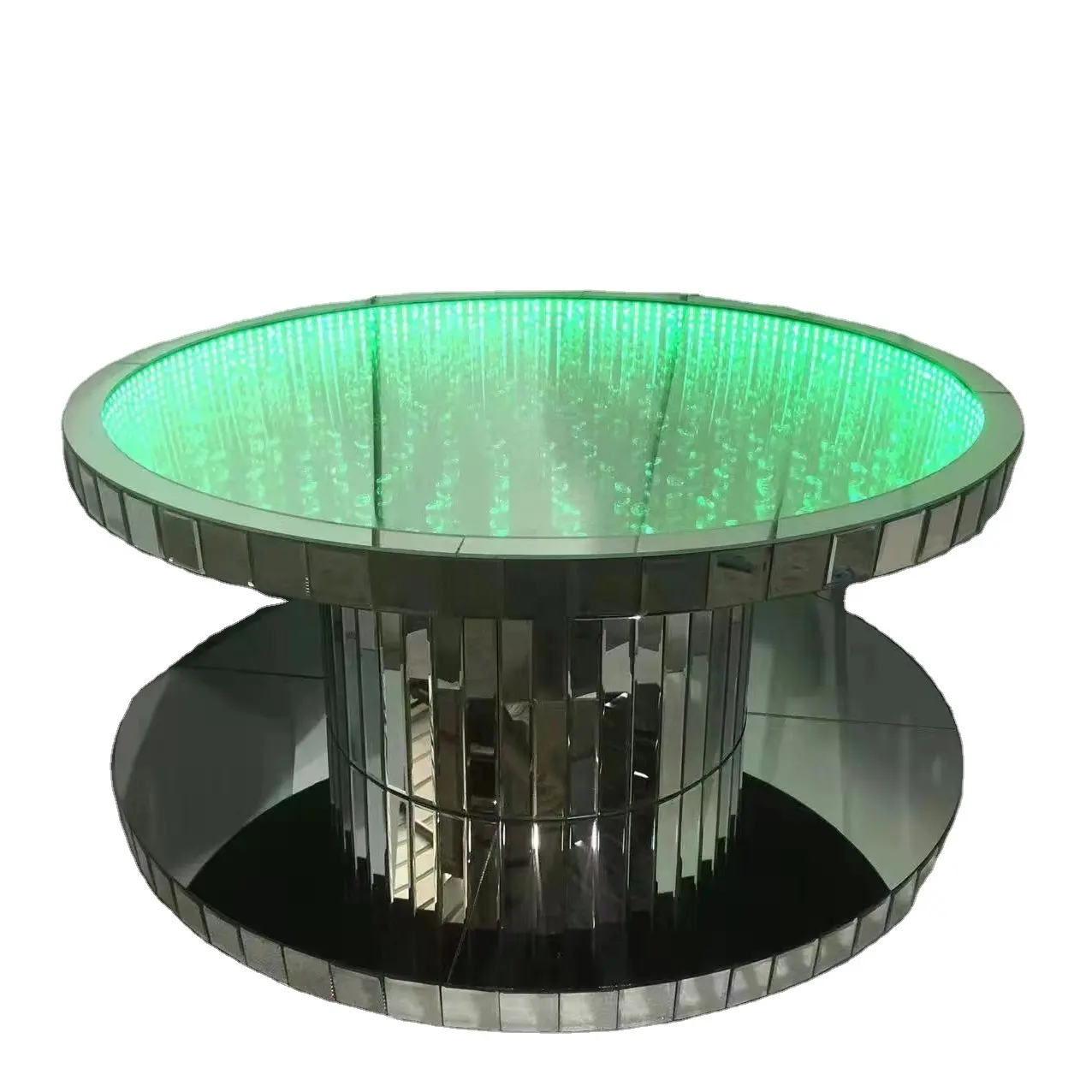 Guanding-mesa de centro de té de cristal 3D RGB, mesita de centro de té con espejo LED inteligente, Diamante aplastado, 2022