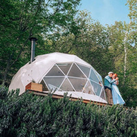Dôme de glamping de luxe moderne en PVC transparent à double couche imperméable, tente de maison en toile géodésique pour hôtel de plein air, complexe hôtelier