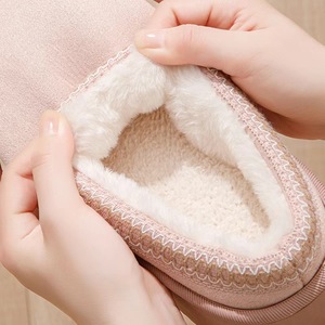 Women's Autumn/Winter Warm Soft Cashmere <strong>Platform</strong> Slippers <strong>Tasman</strong> Style Braided Tape Comfortable Indoor EVA Wool Plush Insoles - Product Image 5