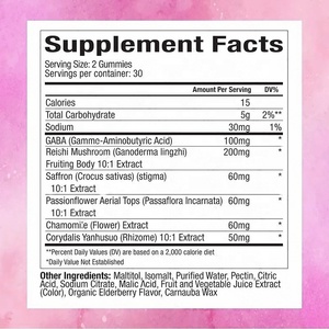 Complément alimentaire OEMODM Sleep Mushroom Gummies pour le sommeil et la relaxation avec des super champignons Reishi, des baies d'églantier sauvages - Product Image 4
