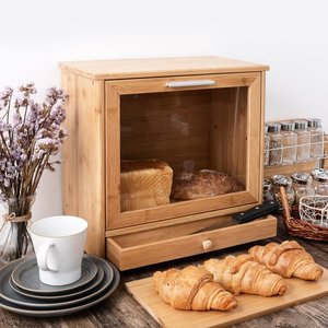 Boîte à pain <span class=keywords><strong>français</strong></span> multifonctionnelle en bambou et pin, personnalisable, avec tiroir, pour une conservation de la fraîcheur de haute qualité, vente en gros - Product Image 3