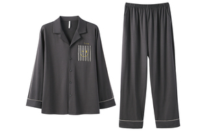 <span class=keywords><strong>Pigiama</strong></span> da <span class=keywords><strong>Uomo</strong></span> Anzhiban 100% Cotone Traspirante Termico Primavera Autunno Manica Lunga Vestibilità Comoda Casual per Casa - Product Image 5