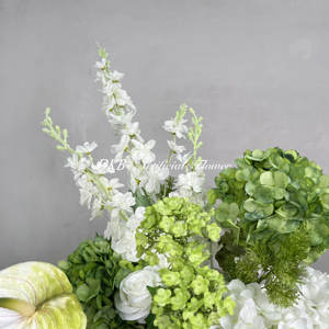 DKB Custom Real Touch Flowers arrangiamenti per matrimonio bianco e verde irregolare fiori di ortensie palla centrotavola - Product Image 6