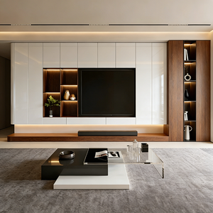 Mobile TV BALOM su Misura, Elegante e Moderno in Legno con Ripiani Regolabili, Unità da Parete di Alta Gamma per Soggiorno, Supporto TV di Lusso - Product Image 1