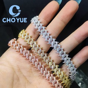Pulsera de eslabones cubanos de plata de ley 925 con moissanita de 10 mm, diseño de borde puntiagudo, estilo Hip Hop, cadena con incrustaciones de circonitas, pasa la prueba del diamante GRA - Product Image 2