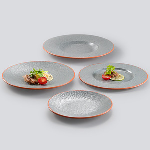 Plato Redondo de Melamina A5 de Dos Colores, Estilo Imitación Porcelana, Uso Comercial, Platos para Barbacoa para Hoteles y Restaurantes - Product Image 3