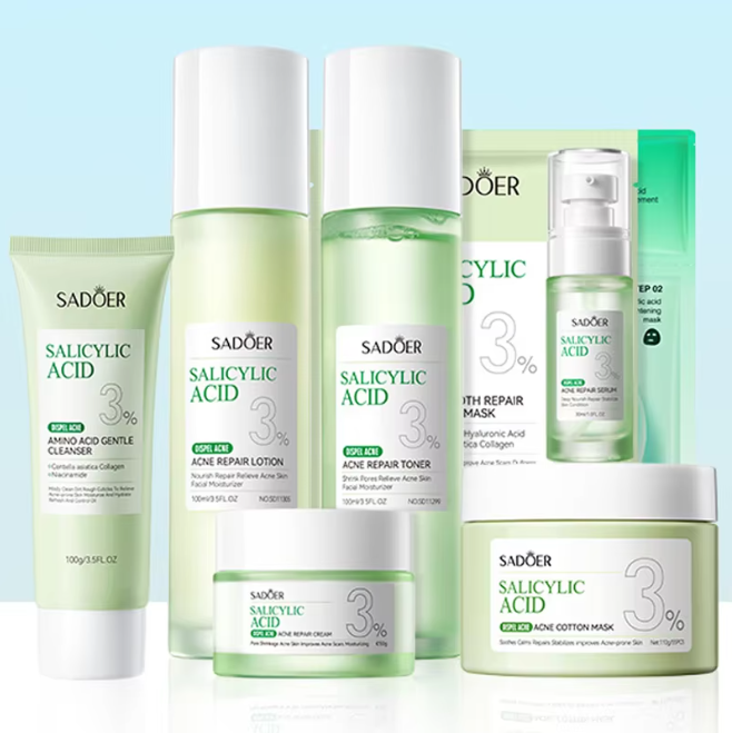 OEM корейский уход за кожей SADOER салициловая кислота уход за кожей серии успокаивающий увлажняющий Аминокислотный питательный увлажняющий набор для ухода за кожей