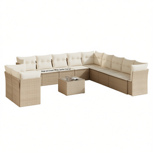 Conjunto de Sofás de Jardín de Ratán Beige para 10 Personas, Muebles de Exterior Resistentes a la Intemperie, Diseño Contemporáneo - Product Image 3