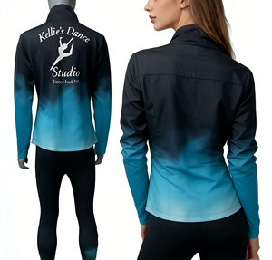 Conjunto Deportivo para Mujer <span class=keywords><strong>Galaxy</strong></span> Glitter Gradient |   Chaqueta de rendimiento con cremallera completa para animación y baile, servicio OEM, Spandex/Poliéster - Product Image 5