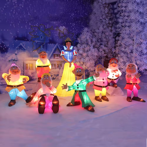 Decoraciones navideñas al aire libre Gran Blancanieves 7 Enanitos Escultura 3D Motivos Luces Elfos Linternas de dibujos animados Led impermeables - Product Image 2