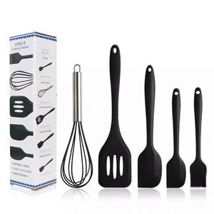 Ensemble d'ustensiles de cuisine en silicone résistant à la chaleur, 5 pièces, pour la maison et la cuisine, comprenant une brosse et une spatule - Product Image 3
