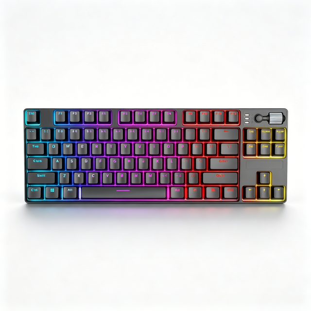 Keywin TGK300G Factory OEM Three-Mode Wireless Mechanical RGB Gaming Keyboard with Gasket Structure and Mahjong Sound