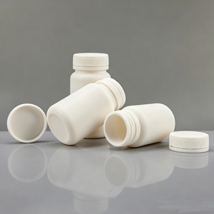 Botella de HDPE Blanca para Pastillas, Envase Redondo de Plástico con Tapa de Rosca para Vitaminas, Tabletas y Dulces - Product Image 1