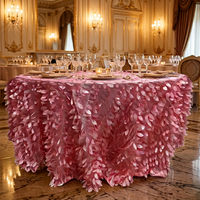 Nappe rose 3D à pétales, couverture de table romantique à feuilles pour mariage, fête et événement