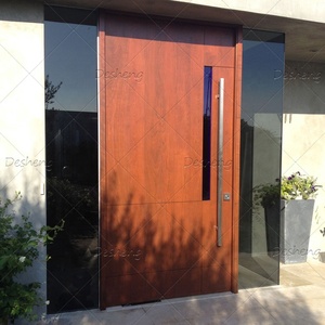 Porte d'entrée moderne en <span class=keywords><strong>bois</strong></span> de cerisier rouge, pivotante, à prix avantageux, avec peinture et teinture - Product Image 4