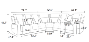 <b>Living</b> Room Hotel Convertible Leather Sectional Sofa Set with <b>U</b>-Shape Recliner - Product Image 6