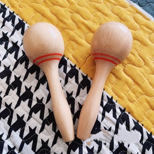 Wholesale Wood Maracas Shaker Hand Rattle Percussion <b>Musical</b> <b>Instrument</b> Educational Toy for Grasp Sight Listen Training Toy - Product Image 5
