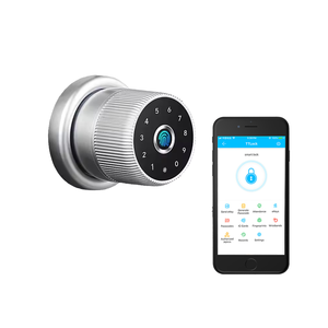 Tuya Fingerprint Smart Lock Ball <strong>Knob</strong> with Keypad Blue Ring Sensor 5 in 1 Unlock for Apartments Rentals Airbnb Offices - Product Image 1