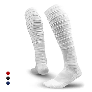 Großhandel Jugend Profisport Kompression Rugby-Socken Herren gepolsterte extra lange Fußball-Stroßsocken