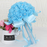Bouquets de fleurs artificielles modernes en rose, bouquets de mariage faits à la main pour les mariées et les demoiselles d'honneur, bouquets de mariage en soie