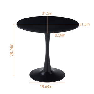 Modern Round Dining <b>Table</b> Black MDF Top Iron Matte Base Mid Century Design - Product Image 2