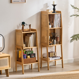 Bibliothèque moderne en rotin avec étagère de rangement en bambou pour salon, usage domestique, design gain de place - Product Image 2