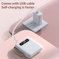 AXPB-007, Batería Externa Mini de 10000mAh en Oferta, con Cuatro Cables Integrados, Portátil, de Gran Capacidad, con Pantalla Digital