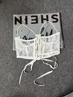 Lingerie tembus pandang jala putih seksi wanita pakaian dalam grosir setelan dengan Dekorasi mesin pakaian dalam TKA bordir