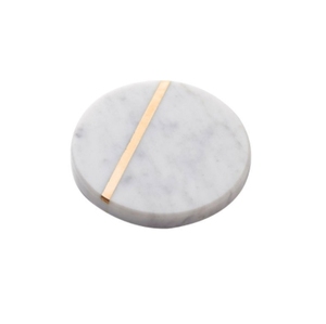 Posavasos de Mármol Blanco Natural Pulido de Lujo Ecológico con Base/Soporte de Metal Dorado, Antideslizantes, Acolchados con Fieltro, Resistentes a las Manchas - Product Image 5