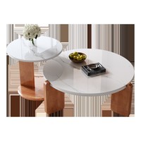 Table basse et meuble TV multifonctionnel en bois massif et plateau en marbre, style minimaliste moderne, pour petits espaces