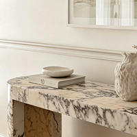 Table console moderne en marbre violet naturel Calacatta Viola poli, grande dalle, pour entrée, salon, villa, hôtel, chambre