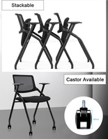 Chaise de formation pivotante pliable réglable, base en métal, maille plastique moderne, pour salle de conférence, utilisation scolaire, utilisation de tablette d'écriture