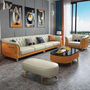 Sofa Chesterfield kulit Modern Royal mewah 1 + <span class=keywords><strong>2</strong></span> + <span class=keywords><strong>3</strong></span> tempat duduk yang hemat biaya furnitur ruang tamu dalam ruangan untuk penggunaan Dapur - Product Image 1