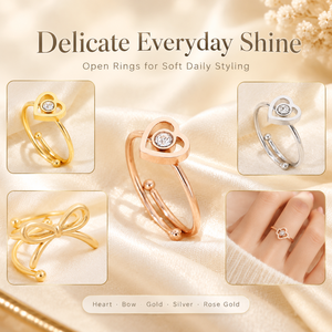 Bague ouverte en forme de cœur pour femme, tendance et très vendue, avec cœur creux incrusté d'un seul cristal central en acier inoxydable - Product Image 3