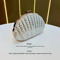 Nouvelle Pochette Élégante Faite à la Main avec Coquille de Perle et Diamants – Sac de Soirée Sophistiqué et Tendance, Sac Bandoulière Polyvalent