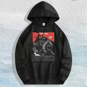 Magazzino Locale USA: Felpa con Cappuccio Grafica Cowboy 'Fear Death' 100% Cotone, 7 Colori - Product Image 1