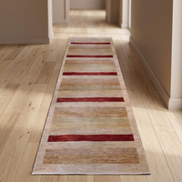Hand Knotted Natural Wool One of the Kind Peshawar and Khotan Rug Red/Camel 12'4 X 2'7 Pes_Kho_216