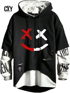 Felpa con Cappuccio da Uomo MrLin in Cotone Intrecciato, Stile Techwear Hip Hop, Streetwear Giapponese con Patchwork Urbano - Product Image 1