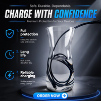 Câble de charge USB étanche IP, charge rapide et sûre, durable, longue durée, sans nœuds, cordon de synchronisation des données