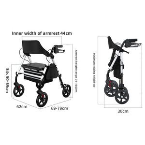 Déambulateurs pour personnes âgées, déambulateur Z21 avec siège, capacité de 350 lb, grandes roues de 8 pouces pour tous les terrains, siège ergonomique en arc - Product Image 2