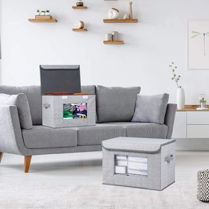 Grande Scatola Portaoggetti Quadrata in Tessuto Pieghevole con Coperchio, Design Moderno ed Ecologico <span class=keywords><strong>per</strong></span> Casa, <span class=keywords><strong>Cameretta</strong></span> e Guardaroba - Product Image 2