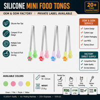 Mini pinces à nourriture en silicone, forme de patte mignonne, en acier inoxydable antidérapant, pour fruits, fromage, collations, cocktails et cuisine domestique