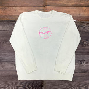 Ultima <span class=keywords><strong>maglia</strong></span> <span class=keywords><strong>oversize</strong></span> in cotone 100% bianco maglione da donna con Logo ricamato personalizzato maglione girocollo invernale - Product Image 2