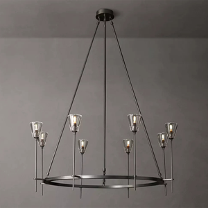 Lustre Rond en Verre RHOEM pour Villa, Salon, Lustre RH, <span class=keywords><strong>D</strong></span>écoration <span class=keywords><strong>d</strong></span>'Éclairage de Luxe pour <span class=keywords><strong>la</strong></span> Maison - Product Image 4